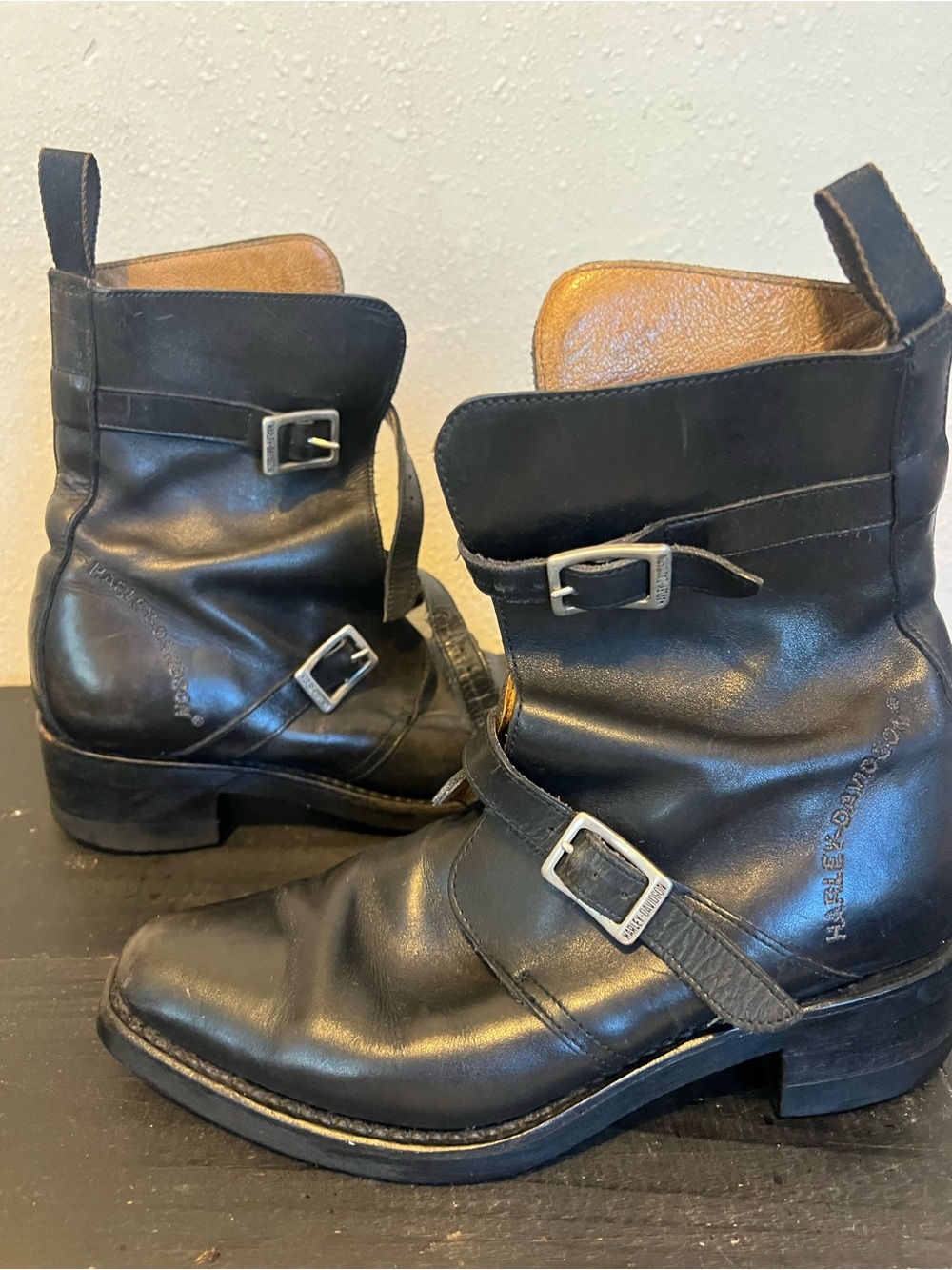 Harley Davidson Authentic 1990s Black Leather Boots made in Italy - Women